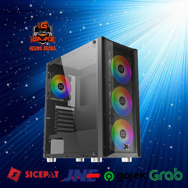 Casing XIGMATEK GRIP + 4 FAN RGB ATX NAMPOL GAN