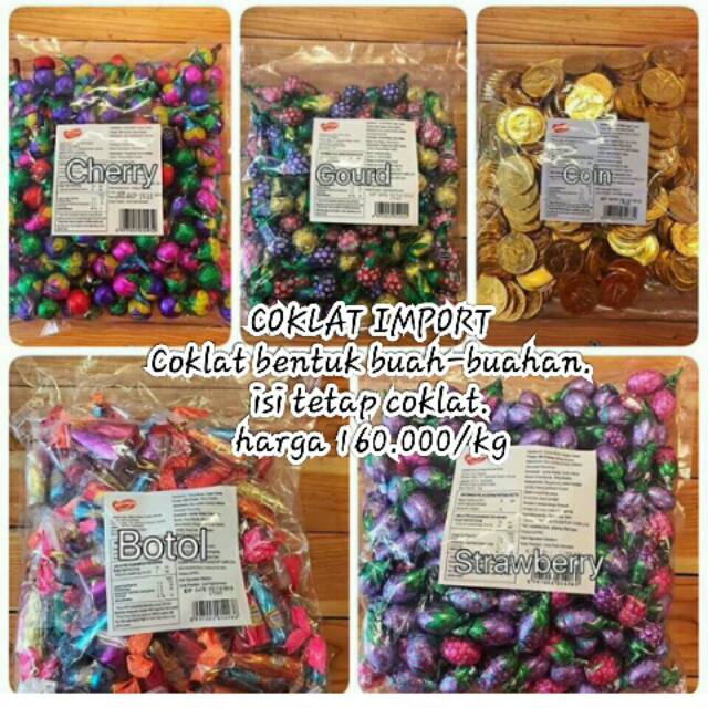 

Coklat kiloan import /cokat buah buahan /coklat kiloan murah
