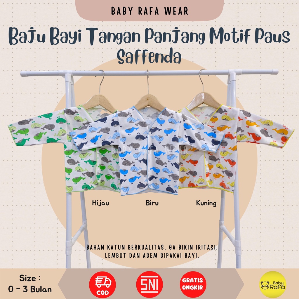 Baju Bayi Tangan Panjang Size S Merk SAFFENDA SNI