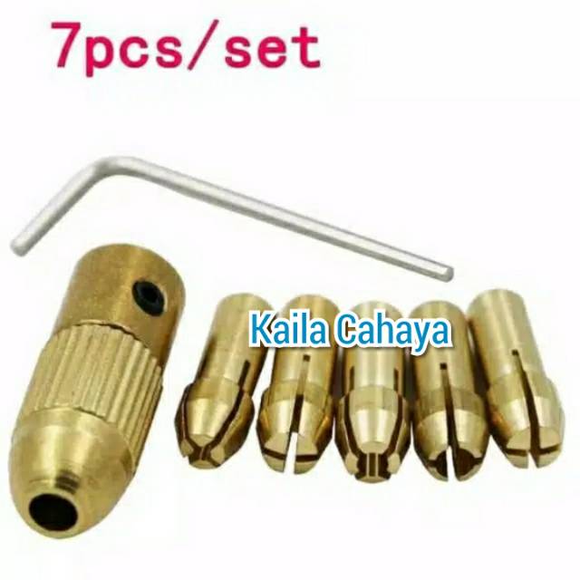 Chuck Mini Drill Collet Set 7Pcs Konector Dinamo Bor Ukir Potong