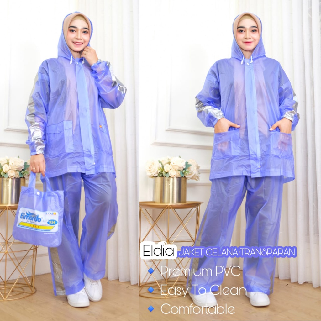 Eldia Lexi Jas Hujan Jaket Celana Transparan Mantol Jaket Celana Transparan