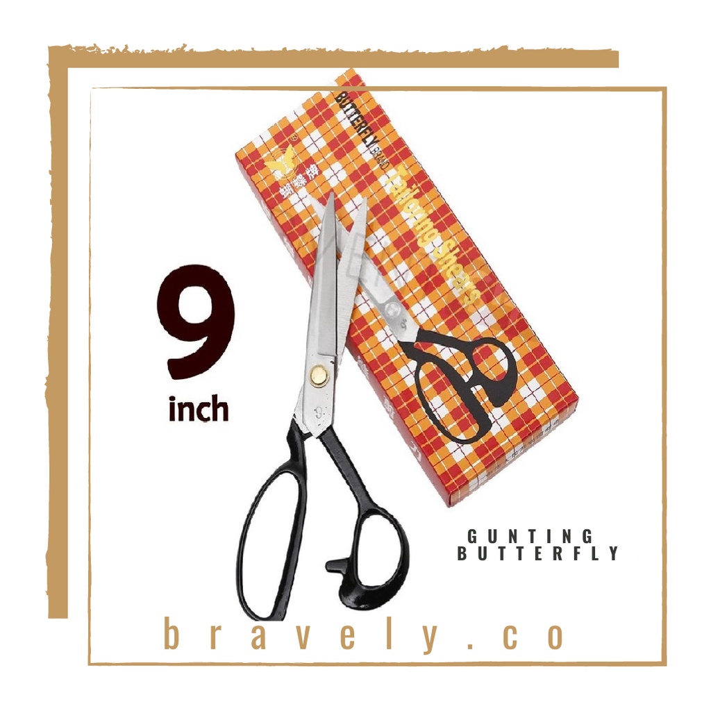 

4.4 Gunting Kertas Kain Jahit Tajam Ukuran 9 Inch | Gunting Multifungsi | Serbaguna | 2in1 | Tailor | Scissors | Besar | Butterfly | GENEHELBSHOP