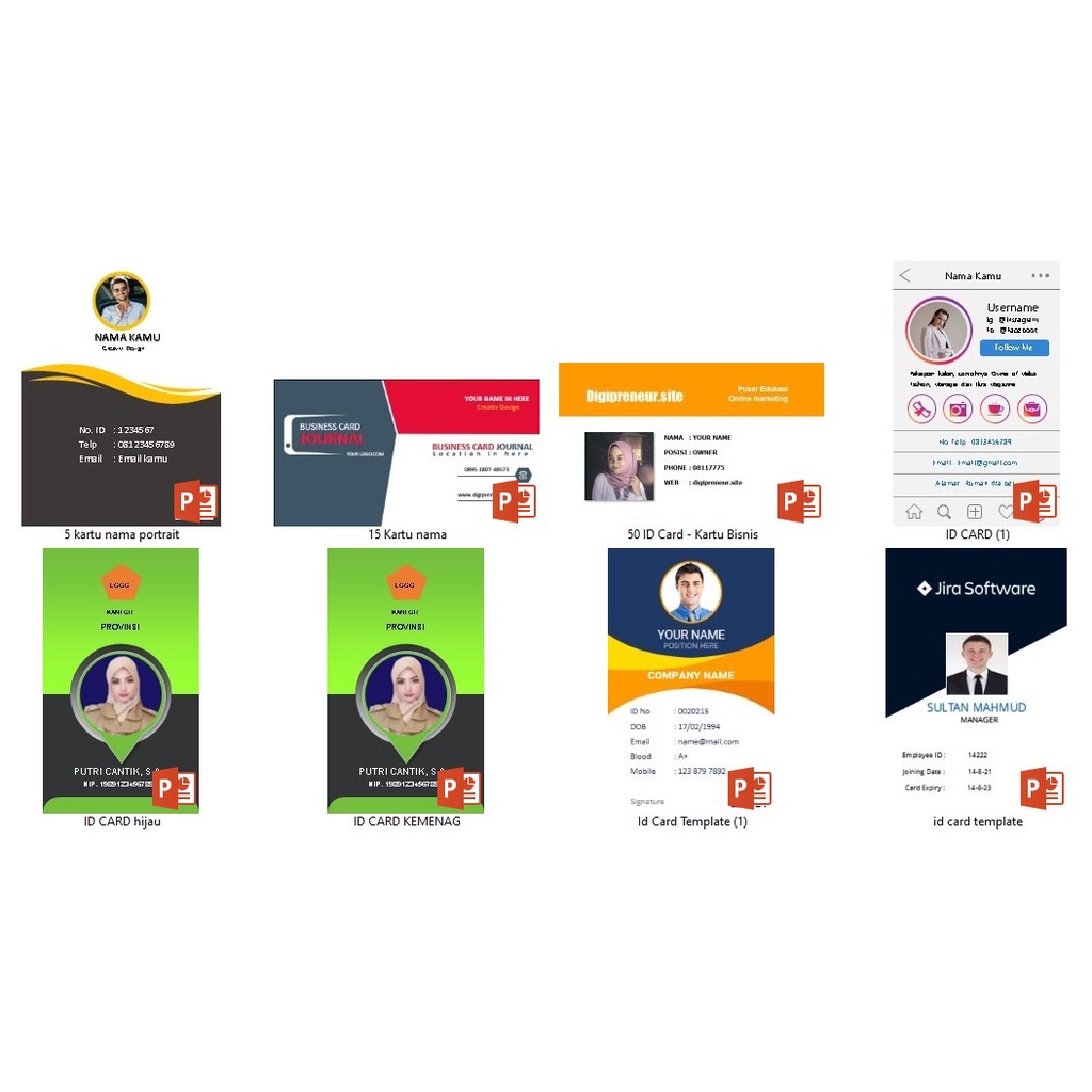 Paket Template ID CARD Kartu Nama Terkini PPT Siap Edit Usaha Percetakan Termurah Terlaris