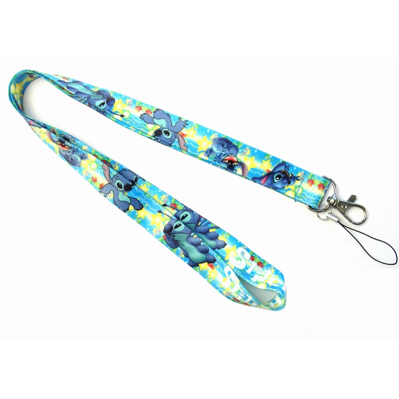 Tali Lanyard Panjang Motif Kartun Stitch Untuk Gantungan Kunci / Dompet / Handphone Charms