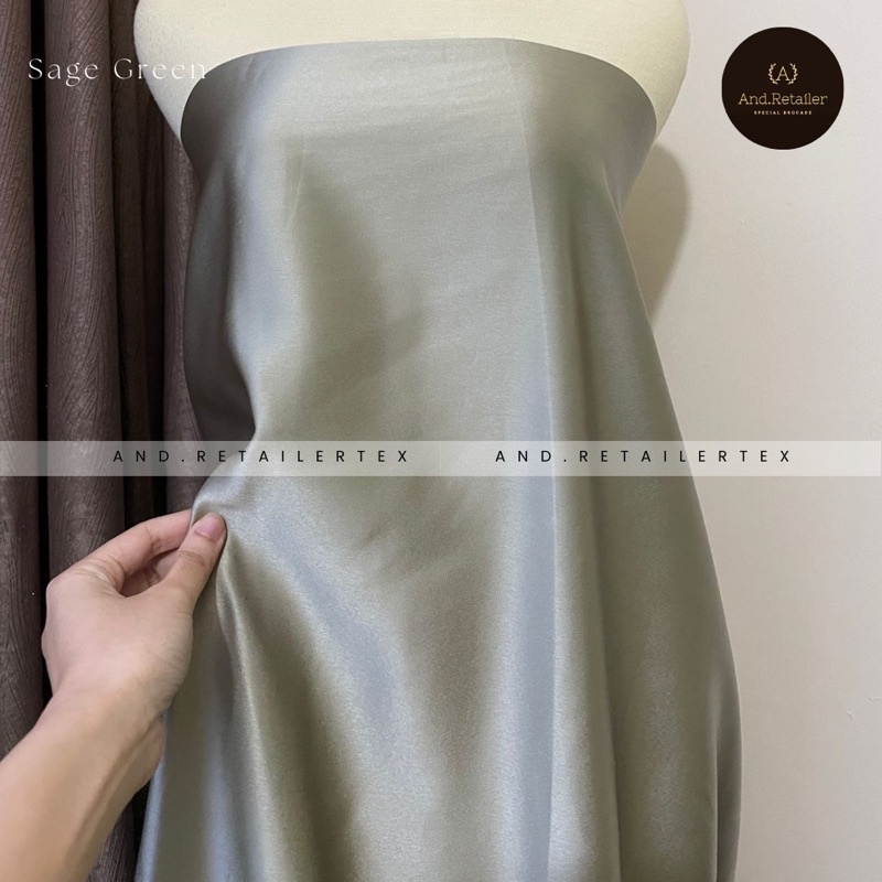 Kain Satin Maxmara Original Warna Sage Green