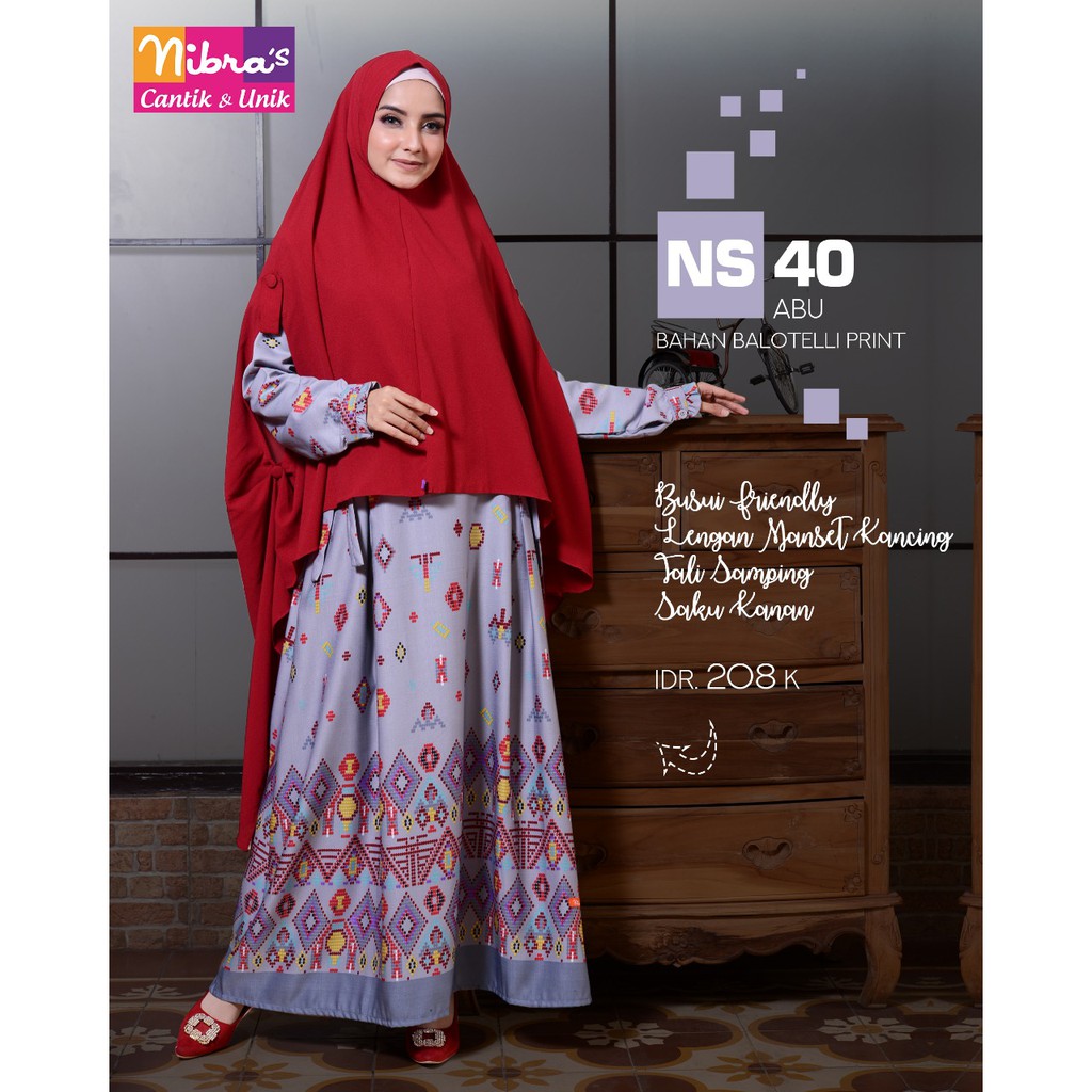 DISKON TERLARIS GAMIS SYAR'I NIBRAS NS 40 ABU