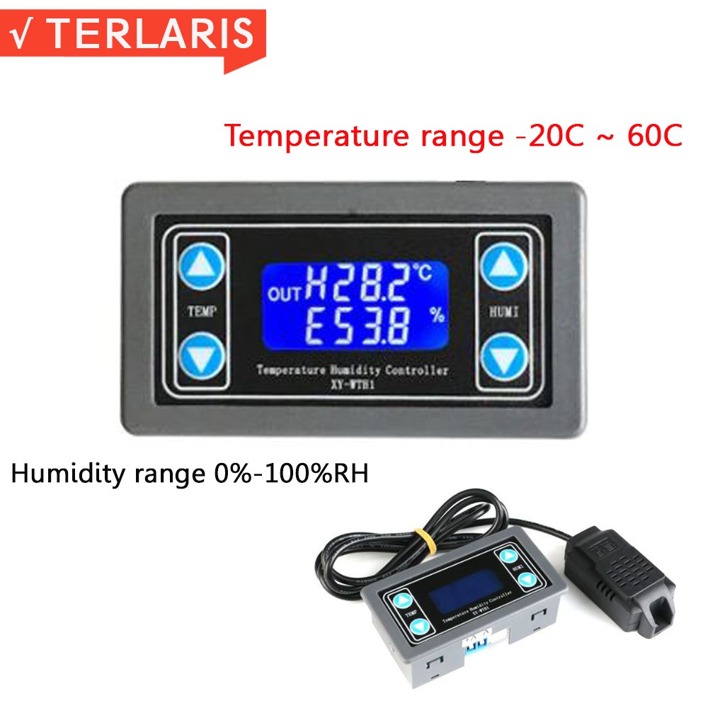 Thermostat Hygrostat 2in1 Alat Kontrol Suhu dan Kelembaban Dual Relay Output DC 12V WTH1