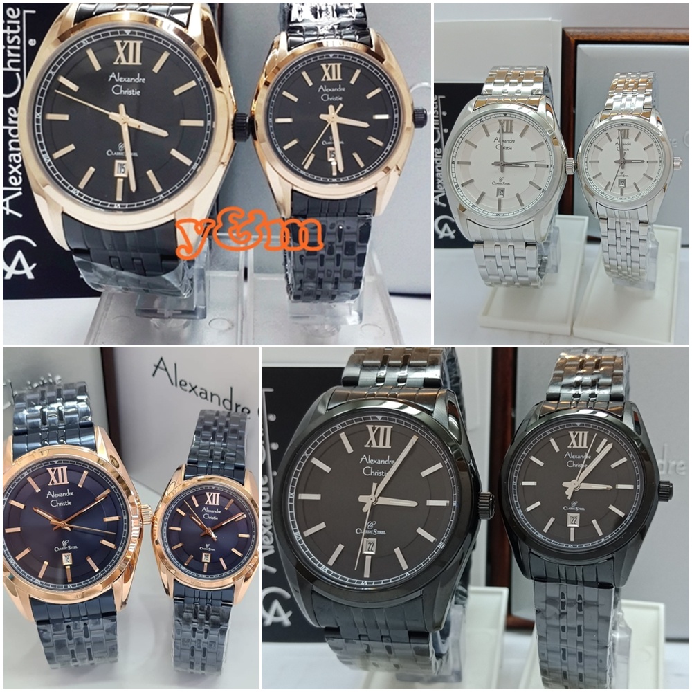 Original Jam Tangan Pria Wanita Pasangan Alexandre Christie AC 8501 MD LD Original Premium Kekinian
