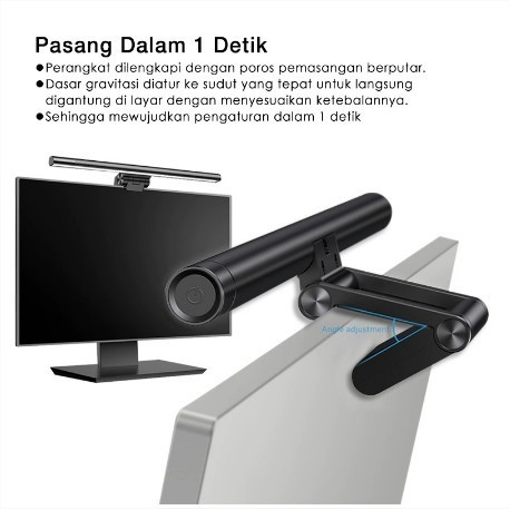 BASEUS ORIGINAL i-wok USB Stepless Dimming Lighting Desk Lamp LED Lampu Baca Monitor Belajar Ori Tem