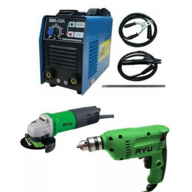 PAKET MESIN LAS RHINO 120A 450W + BOR 10MM RYU + GRENDA RYU 4"