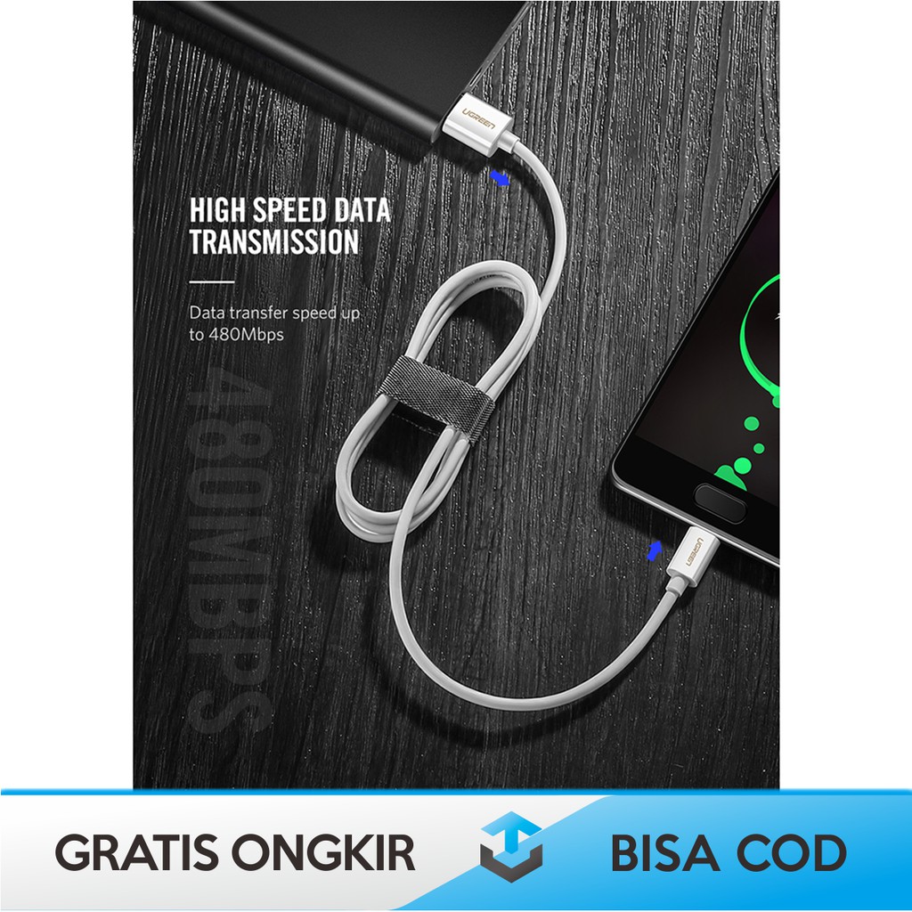 KABEL CHARGER TYPE C FAST CHARGING UGREEN 5A 1m - KABEL CASAN USB TYPE C FAST CHARGING ORIGINAL