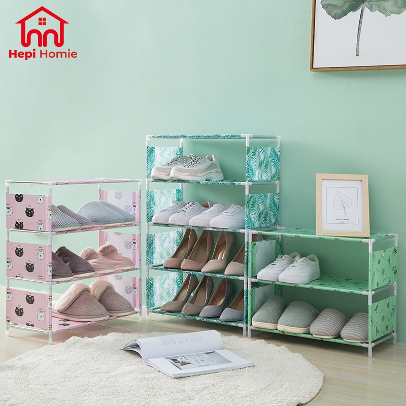 [HH] RAK SEPATU PORTABLE / SHOES RACK 5 LAYER / TEMPAT SENDAL SANDAL KAIN PLASTIK BERTINGKAT 3 SUSUN