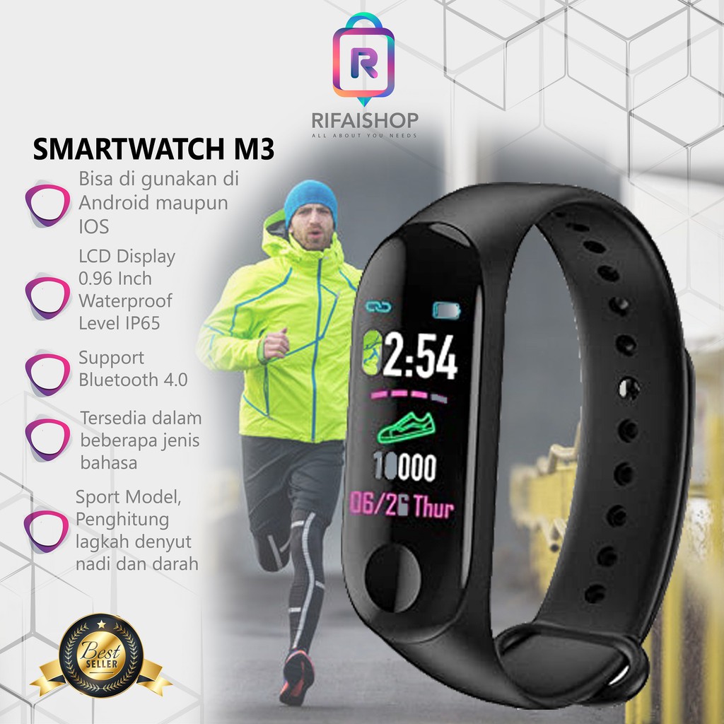 Smartwatch M3 - Smartband M3- Jam tangan kesehatan M3