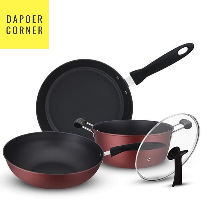 PANCI WAJAN TELFON SET ISI 3 PCS / PANCI SET ANTI LENGKET / COOKEWARE SET