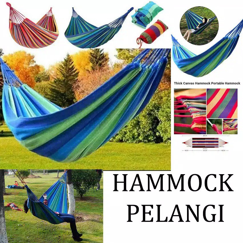 HAMMOCK AYUNAN GANTUNG - Tempat Tidur Gantung Camping Outdoor Pelangi Colourful