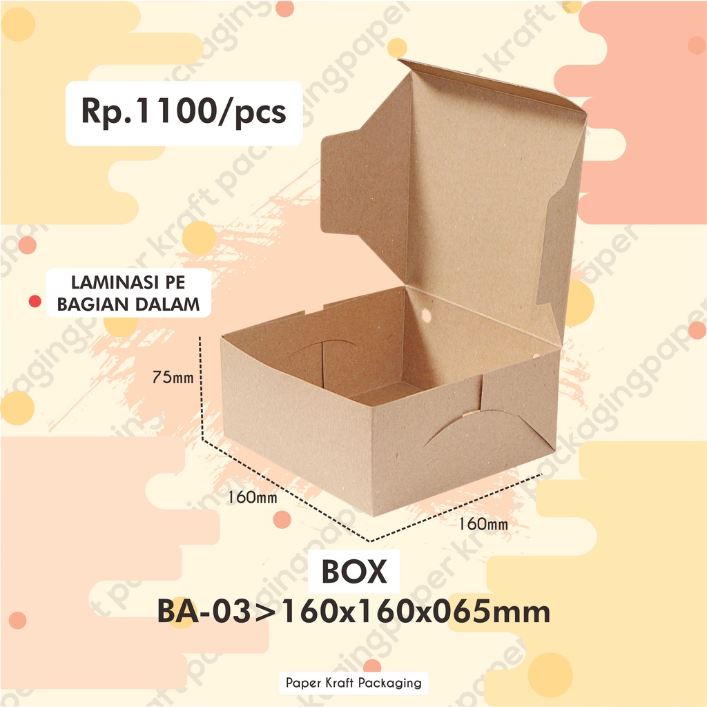 16x16x7.5cm Dus Kemasan Kotak Nasi Box Catering Packaging Laminasi