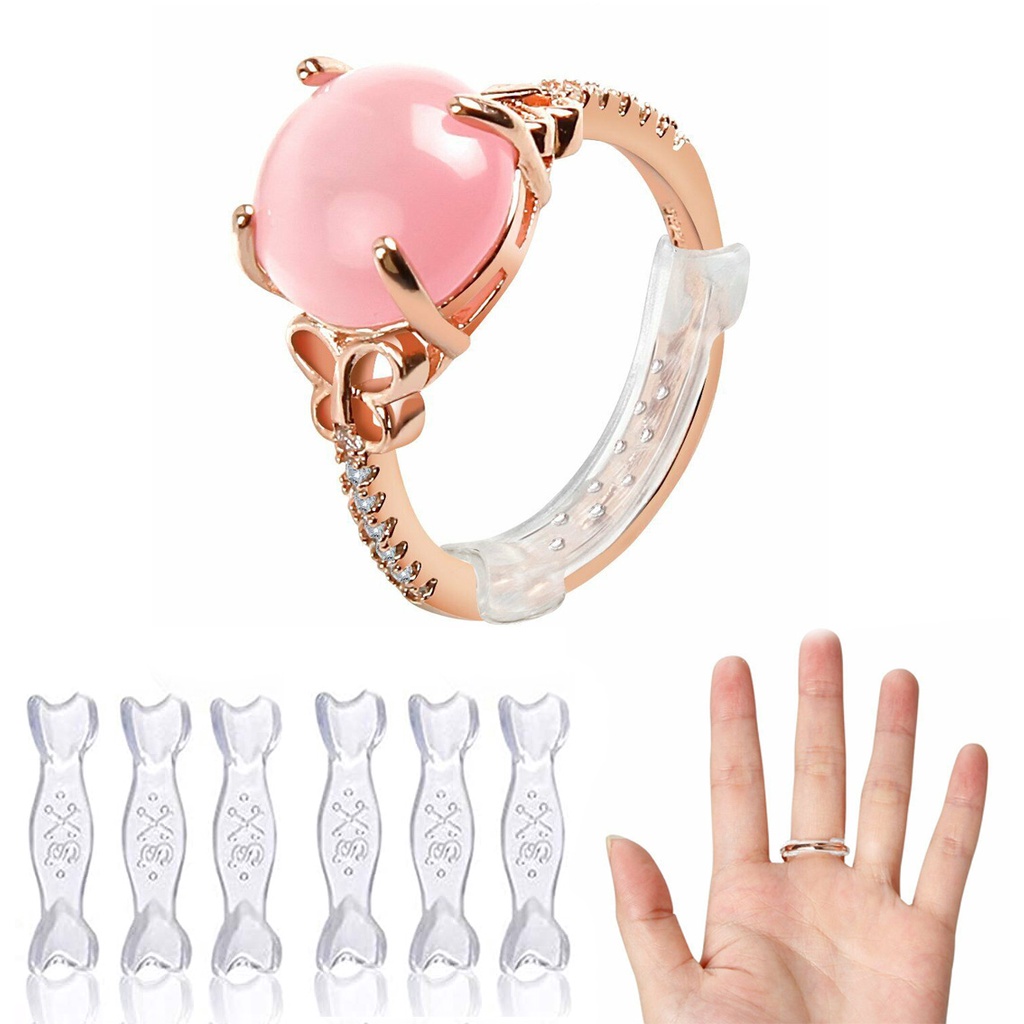 12 Pcs / Set Alat Pengatur Ukuran Cincin Bahan Plastik Transparan Anti slip Dapat Disesuaikan