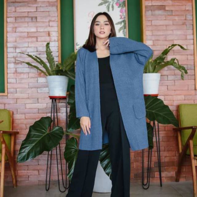 Bae cardigan rajut 3get export super premium panjang LONG KNIT jumbo big size oversize midi loose longgar XL-XXL