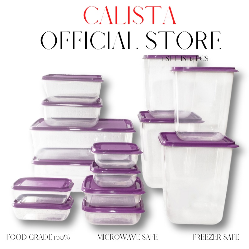 Toples Plastik Toples Set Calista Otaru Bening 14pcs Toples Kulkas Food Container Food Storage Set