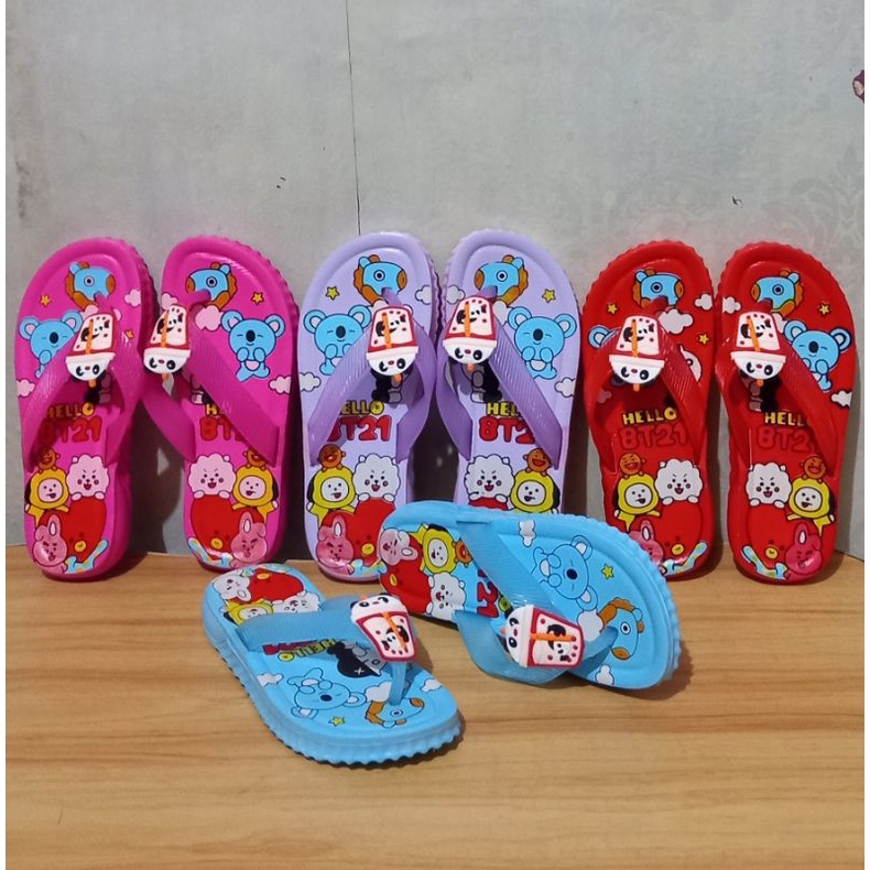 Sandal anak cewek karakter bts /sandal jepit anak cewek boba