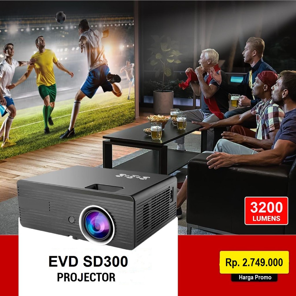 LCD LED PROJECTOR PROYEKTOR ANDROID MULTI INPUT 3200 LUX - EVD SD300