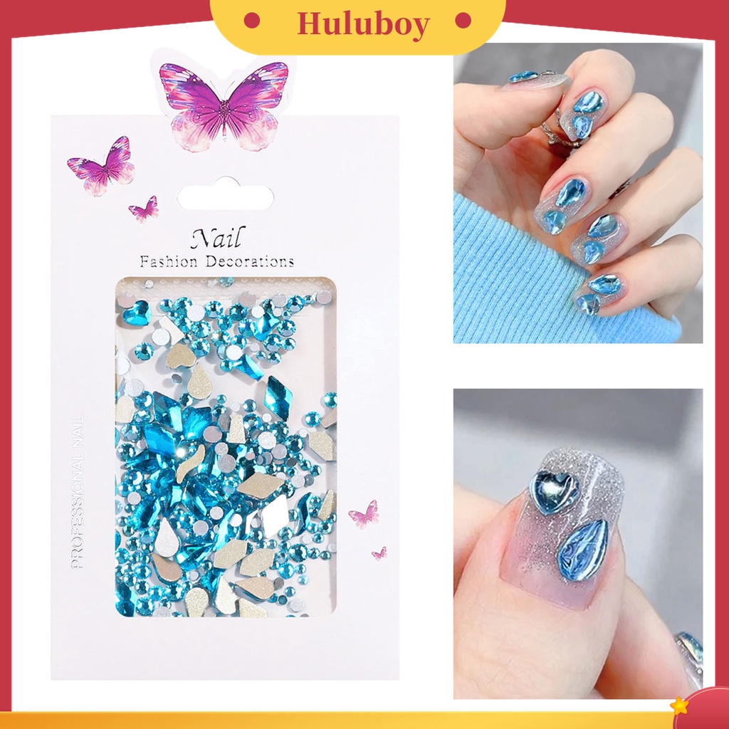 Huluboy Huluboy♡ 1 Kantong Berlian Imitasi Bentuk Campur Untuk Dekorasi Nail Art