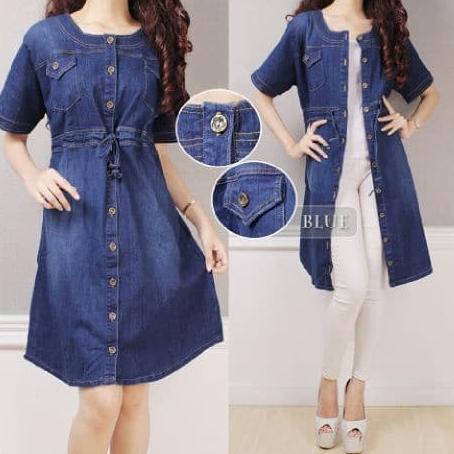 Gita Dress jeans pendek wanita jumbo fit to XXL