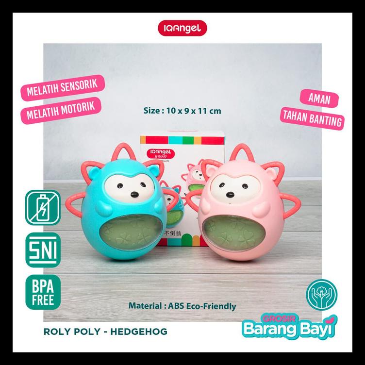 NEW! IQ ANGEL ROLY POLY HEDGEHOG TOYS / TEETHER RATTLE / GIGITAN BAYI TERMURAH