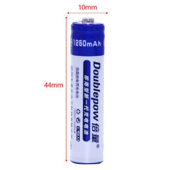 DOUBLEPOW Batu Baterai Alkaline Rechargeable AAA 1250mAh x 4 Pcs