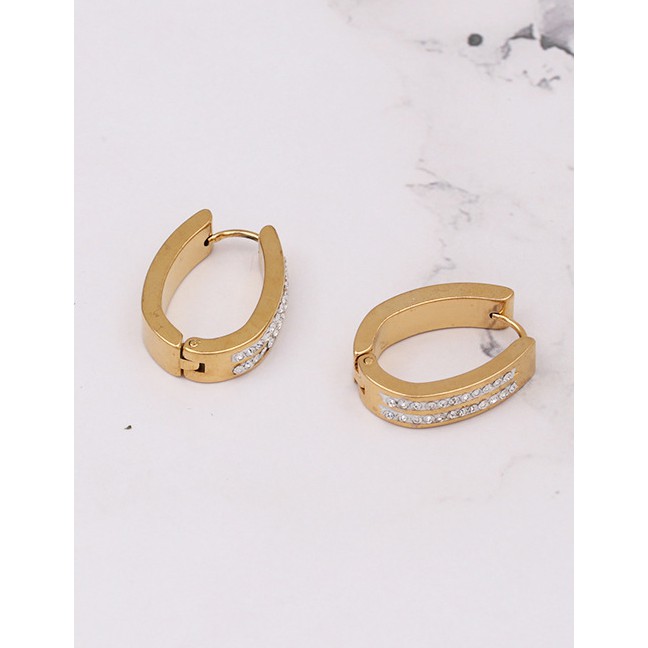 LRC Anting Tusuk Fashion Gold Geometric Circle Alloy Earrings F33222