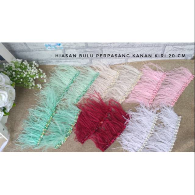034 Bulu ostrich / bulu ostrich mutiara / hiasan pengantin