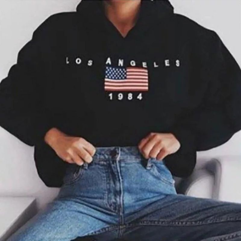 1984 LA AMERICAN FLAG SWEATER HOODIE UNISEX FLEECE TEBAL TERLARIS'