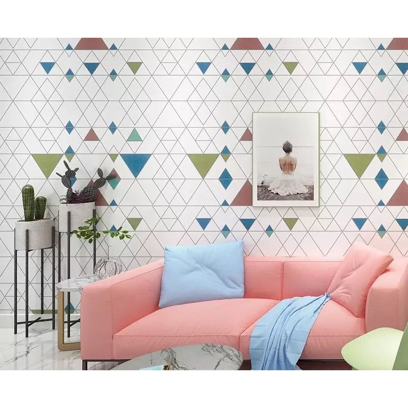 Wallpaper Sticker Dinding SEGITIGA PRISMA 3 WARNA