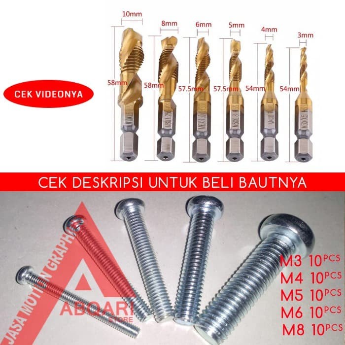 tap drill / hand tap / tapping screw / mata bor pembuat ulir drat baut