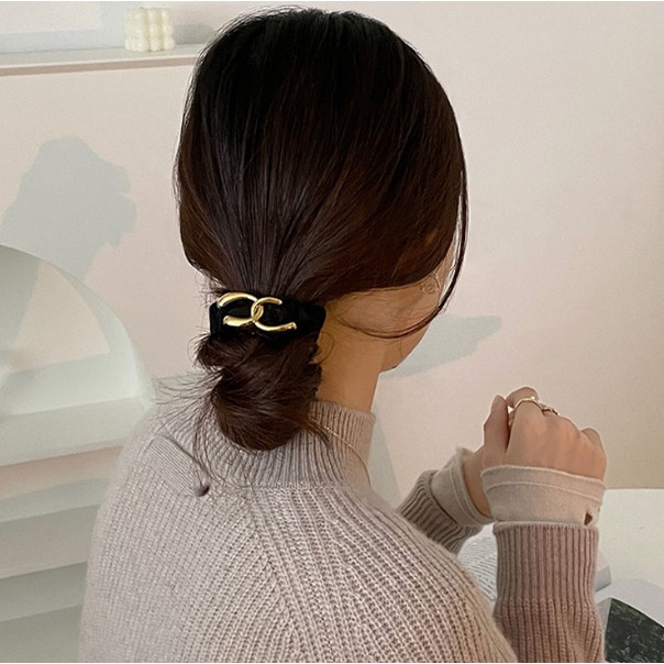 Ikat Rambut Korea Karet Rambut Elastis Stretch Scrunchies Gold Selvy