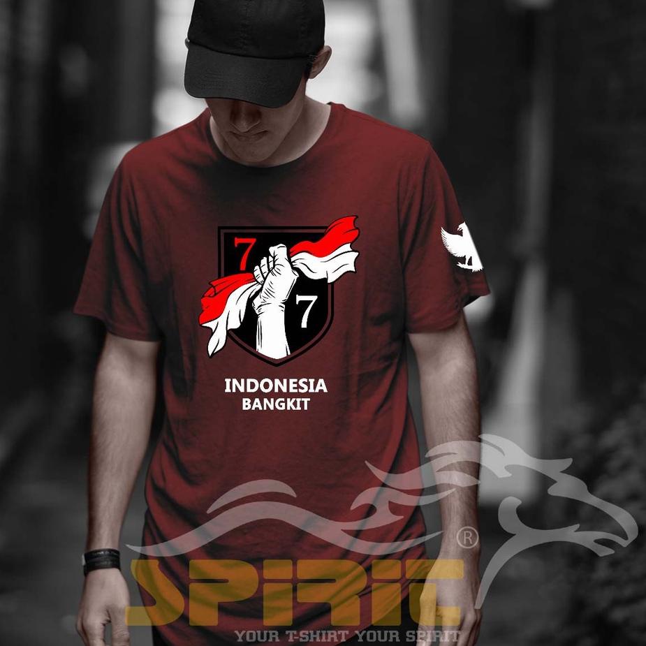 Terbagus.. Kaos Distro HUT RI 77th Indonesia Bangkit Baju Kemerdekaan Indonesia 17 Agustus 2022 Kaos