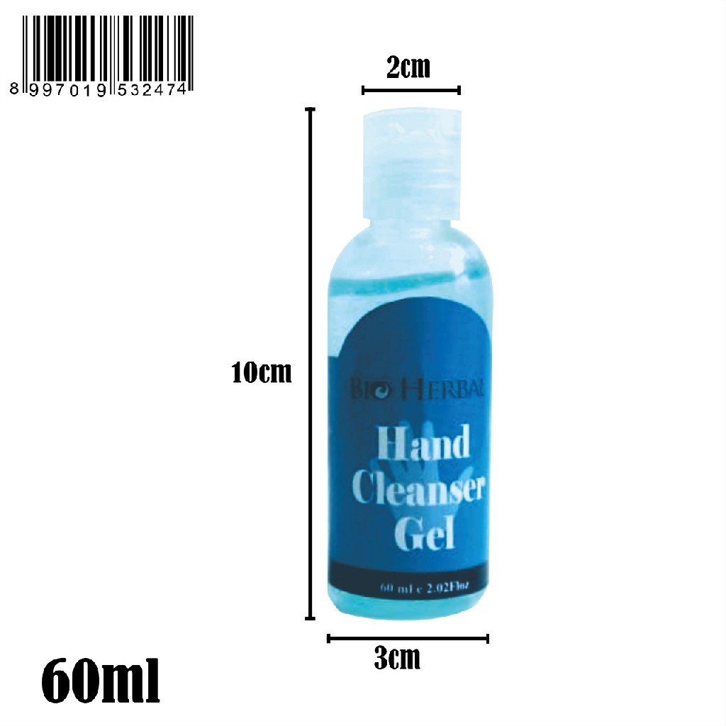 [ORI] 60 ML Hand Cleanser Gel Handsanitizer Bio Herbal dengan Alkohol 70%  dan Extract Aloe Vera