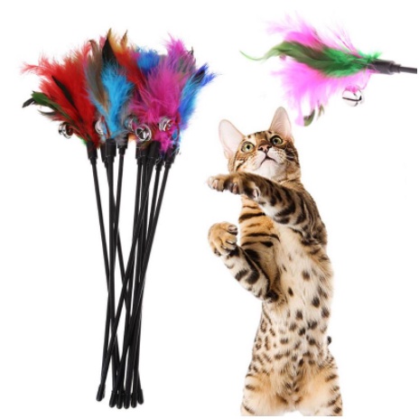 Mainan Kucing Stik Bulu Lonceng 14mm Stick Umpan Kucing Bulu Krincing Cat Toys