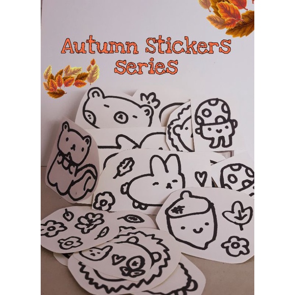 

Warm Hugs Autumn stickers series - sticker lucu yang bisa di warnai - 100% Handmade