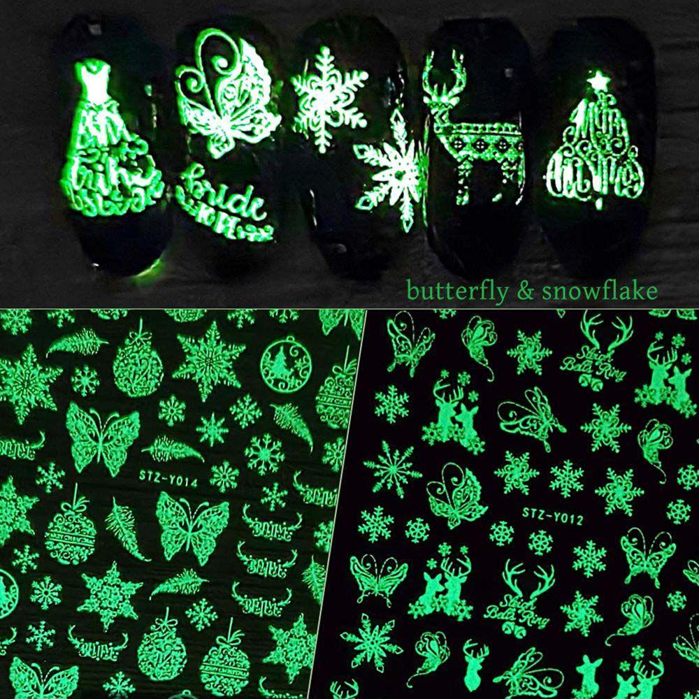 Mxbeauty Christmas Nail Art Butterfly Winter Decals Pohon Natal Mermaid Perekat DIY Dekorasi Kuku