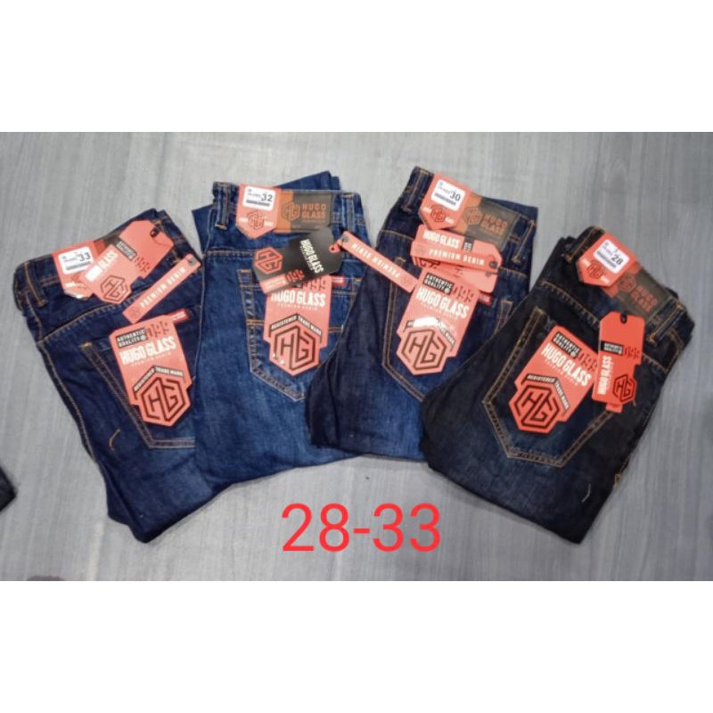 celana panjang jeans reguler hugo glass original no street/tidak mellar