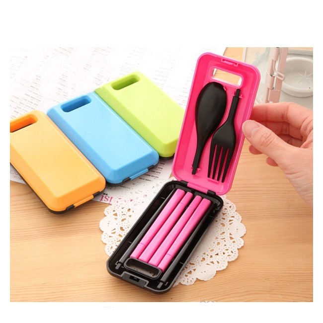 Sendok Travel Portable Alat Peralatan Makan Garpu Sumpit Cutlery Set