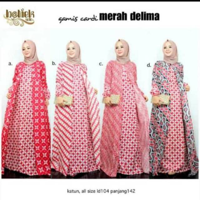 Gamis cardi merah delima