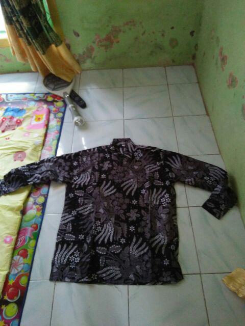 Kemeja Batik Pria Lengan Panjang Size M L Xl Xxl  Bswart Batik Hrb026 Kenongo Hem Panjang Padi Top1