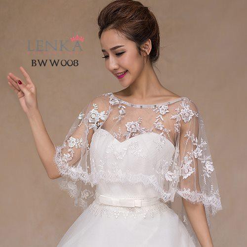 [TOKO TERPERCAYA] CARDIGAN BOLERO PENGANTIN PESTA BROKAT RENDA PUTIH BWW008