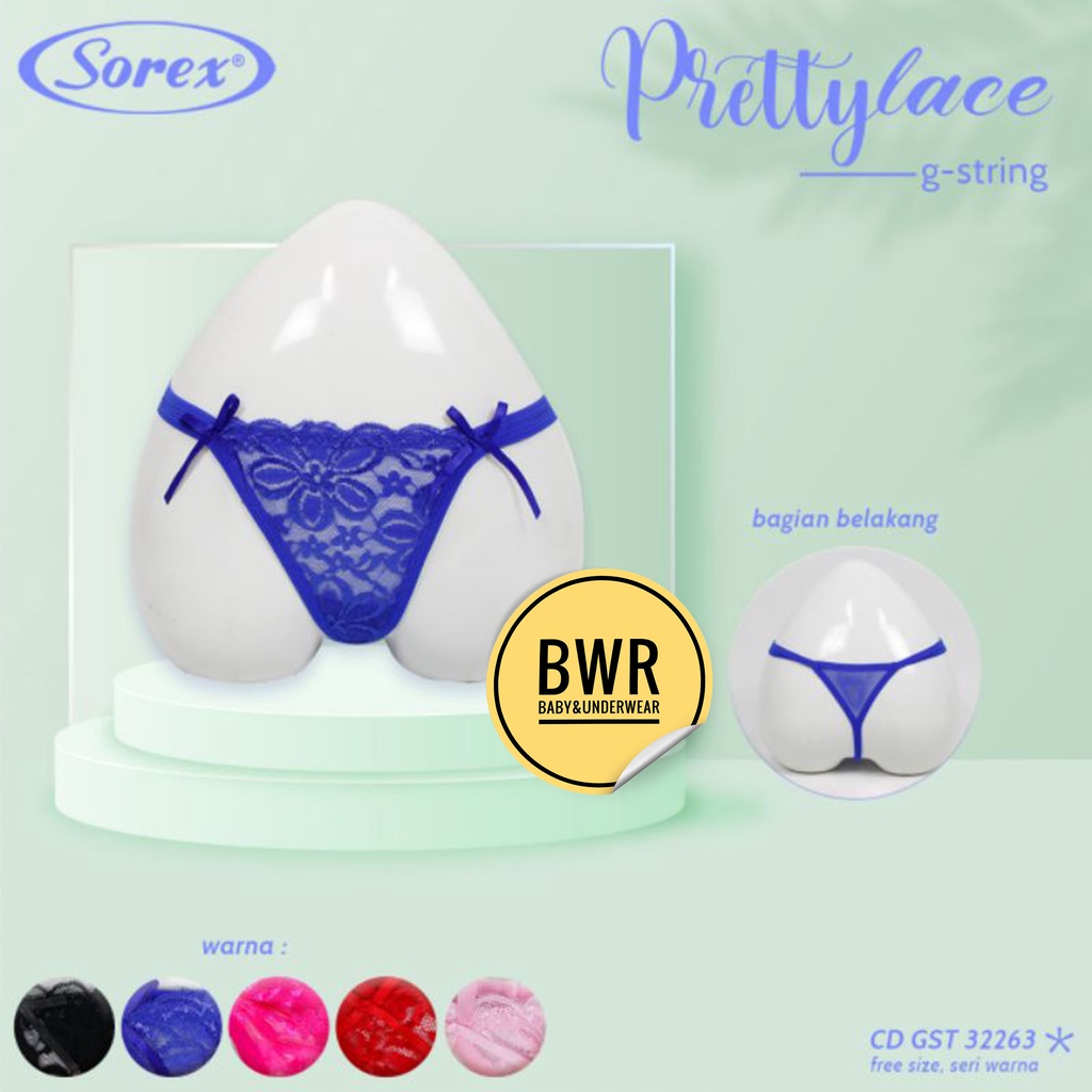 [ 3pc ] CD Wanita G-String SOREX 32263 Renda Transparan Double Tali / CD Wanita Sexy G-string Terlaris Terbaik | Bwr