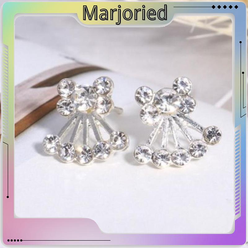 Anting Mutiara Pejantan Kristal Fashion Hati Mutiara Kristal Stud Anting-Anting Pesona Zirkon-MJD