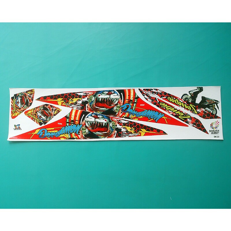 Stiker motor beat karbu doraemon monster merah