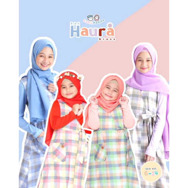 Kamil Medina - Set Haura Dress size 6th - 14th - Dress Anak motif kotak kotak Gamis Haura by Kamil Medina power off Upright haura 1 dan haura 2 kidsdiaryplus