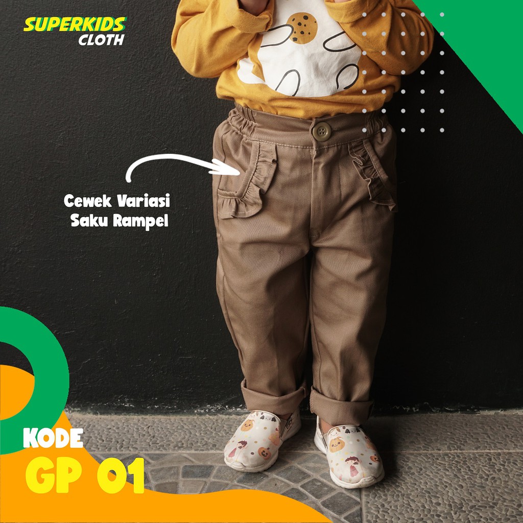 Celana Anak Perempuan Chinos Chino Superkidscloth Panjang 1 - 10 Tahun